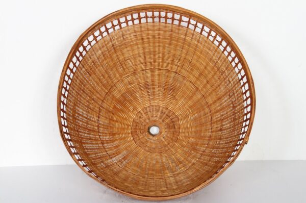 Antiques, Hanging Swag Lamp Shade, Woven Rattan Wicker - Image 3