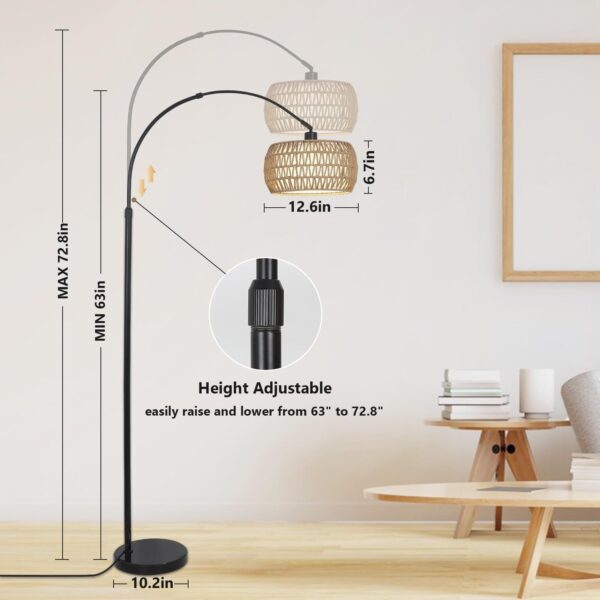 Arc Floor Lamps for Living Room with 3 Color Temperatures, Black Standing Lam... - Image 3