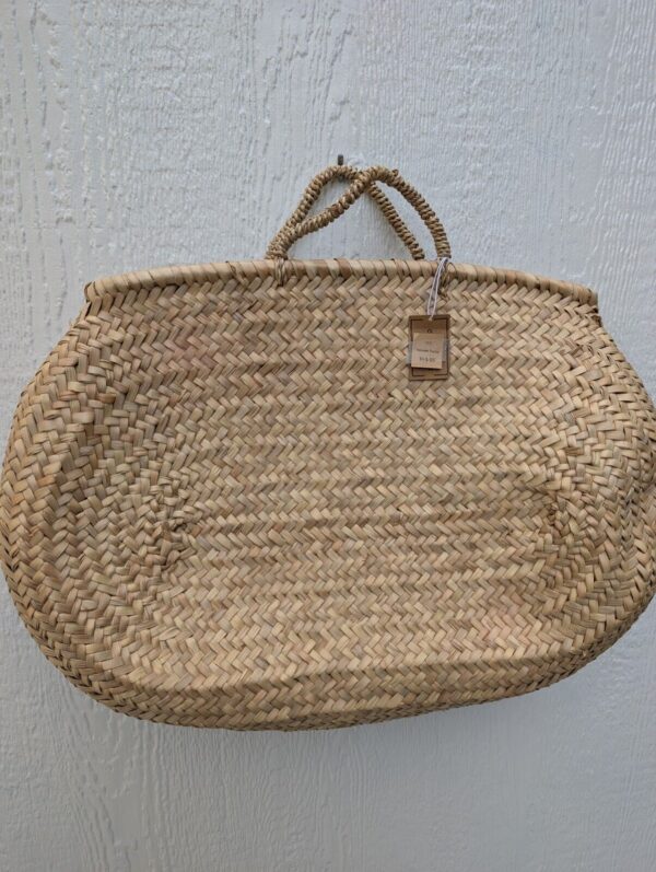 Artisan Handmade In Morocco Handwoven Oval Market Basket Bag Purse Boho Decor - Image 2