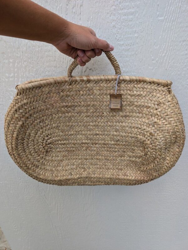 Artisan Handmade In Morocco Handwoven Oval Market Basket Bag Purse Boho Decor - Image 6