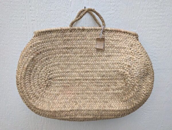 Artisan Handmade In Morocco Handwoven Oval Market Basket Bag Purse Boho Decor