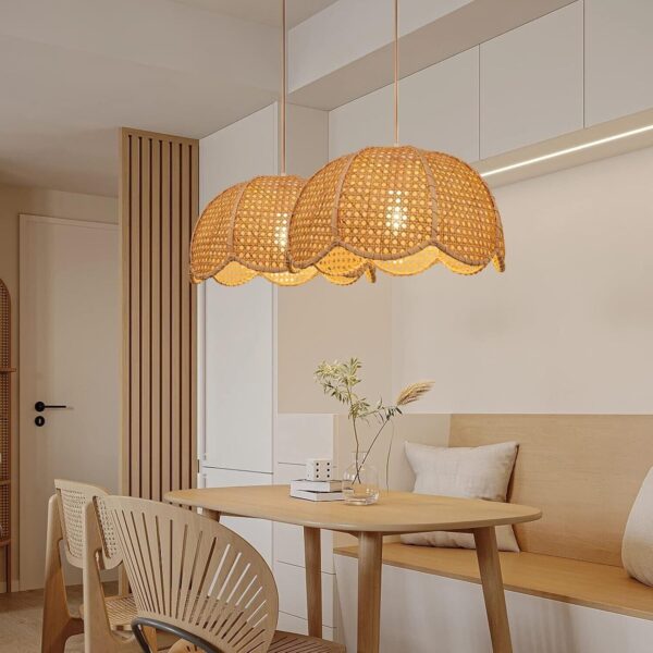 ‎Arturesthome Rattan Woven Pendant Light Lampshade Ceiling Chandelier 23.6″ - Image 2