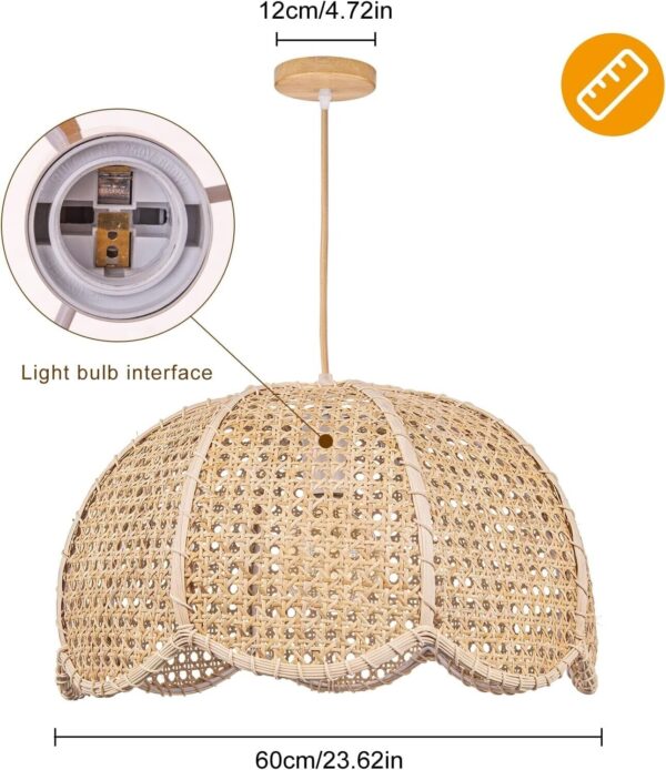 ‎Arturesthome Rattan Woven Pendant Light Lampshade Ceiling Chandelier 23.6″ - Image 3