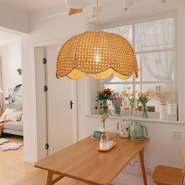 ‎Arturesthome Rattan Woven Pendant Light Lampshade Ceiling Chandelier 23.6″