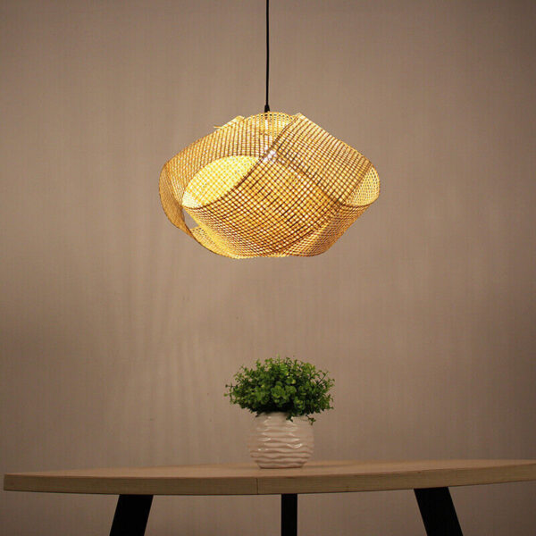 Asian Pendant Lamp Ceiling Lighting Bamboo Wicker Rattan Shade Hanging Lamp - Image 3