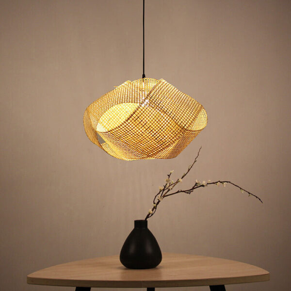 Asian Pendant Lamp Ceiling Lighting Bamboo Wicker Rattan Shade Hanging Lamp - Image 4