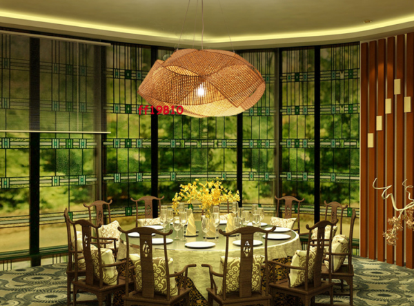 Asian Pendant Lamp Ceiling Lighting Bamboo Wicker Rattan Shade Hanging Lamp - Image 2