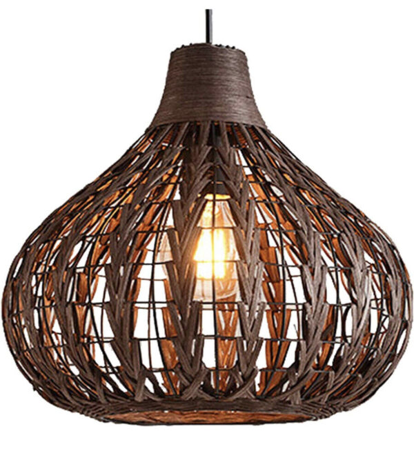 Bagood Natural Bamboo Chandelier, Wicker Rattan Lamp Shades brown - Image 2