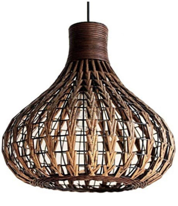 Bagood Natural Bamboo Chandelier, Wicker Rattan Lamp Shades brown - Image 3