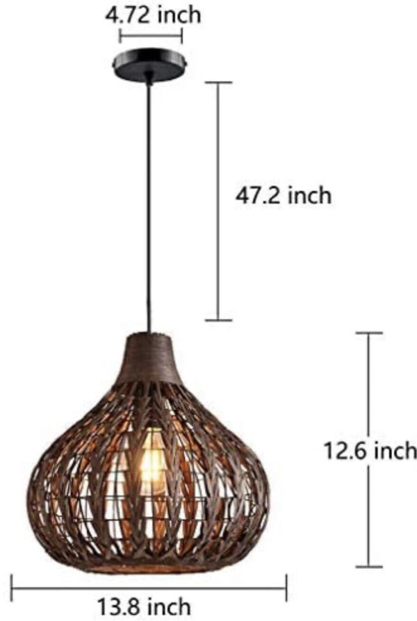 Bagood Natural Bamboo Chandelier, Wicker Rattan Lamp Shades brown - Image 4