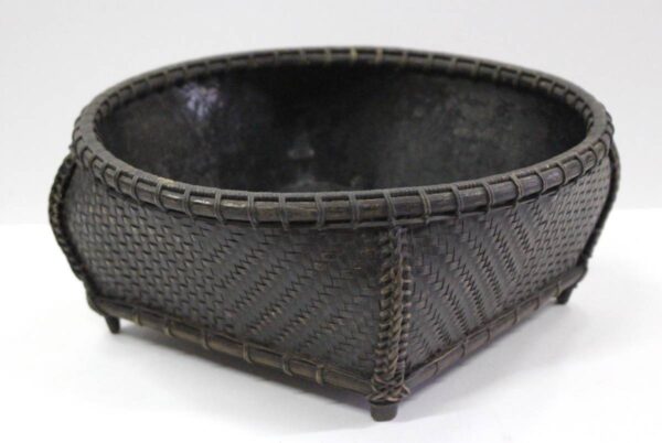 Bamboo basket Charcoal holder W10 inch, traditional craft Japanese antique