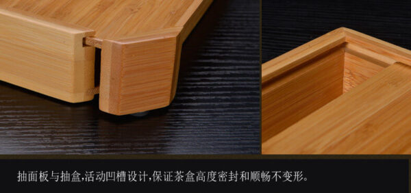 Bamboo box for Pu'er tea cake single layer drawer brand holder for Pu'erh tea - Image 3