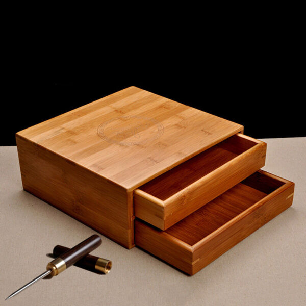 Bamboo box for Pu'er tea storage box for Pu'er tea cake tea drawer one/two layer - Image 3