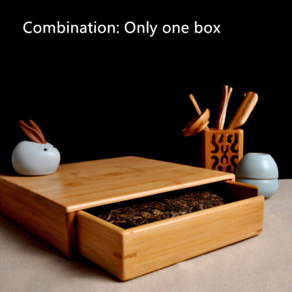 Bamboo box for Pu'er tea storage box for Pu'er tea cake tea drawer one/two layer - Image 5