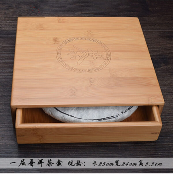 Bamboo box for Pu'er tea storage box for Pu'er tea cake tea drawer one/two layer - Image 6