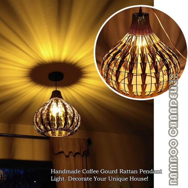 Bamboo Chandelier Rattan Pendant Lights Wicker Light Fixtrues Ceiling Hanging la - Image 3