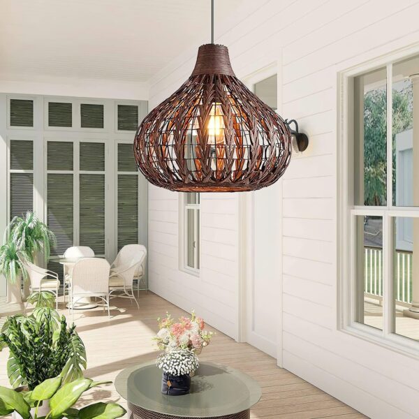 Bamboo Chandelier Rattan Pendant Lights Wicker Light Fixtrues Ceiling Hanging la