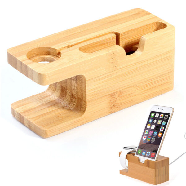 Bamboo Charge Dock Station Holder Stand For Apple Watch iWatch 42mm 38mm iPhone