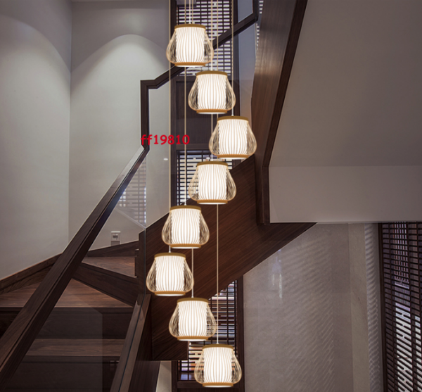 Bamboo Lamp Hanging Light Lighting Rattan Ceiling Staircase Pendant Chandelier - Image 4