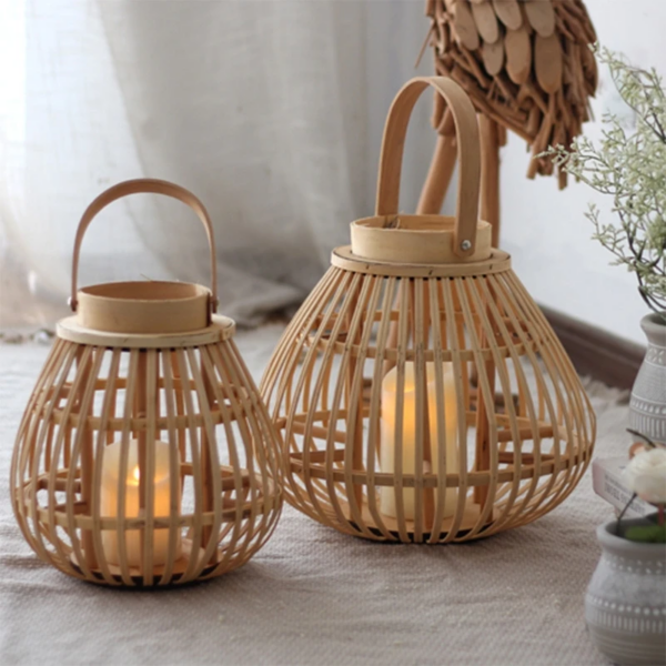 Bamboo Ornament Home Decor Antique Lantern Pendant Lighting Rattan Candle Holder - Image 2