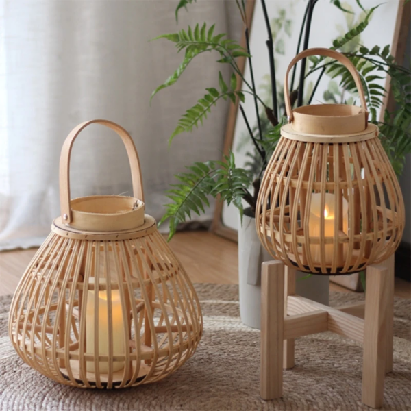 Bamboo Ornament Home Decor Antique Lantern Pendant Lighting Rattan Candle Holder