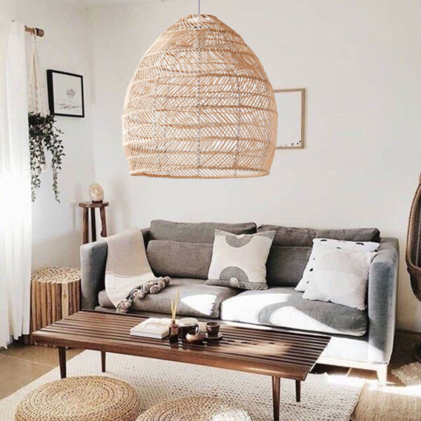 Bamboo Pendant Light Wicker Light Fixtures Hanging Ceiling Lamp Crafts Lampshade - Image 3