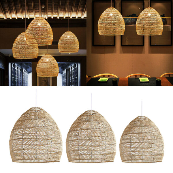 Bamboo Pendant Light Wicker Light Fixtures Hanging Ceiling Lamp Crafts Lampshade