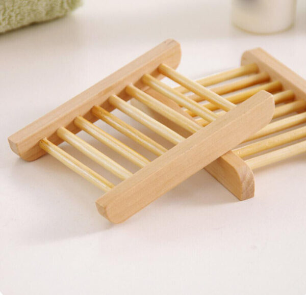 Bamboo Soap Dish Tray Holder Bathroom Bath Shower Soap Storage Rack Plate Wooden - Image 3