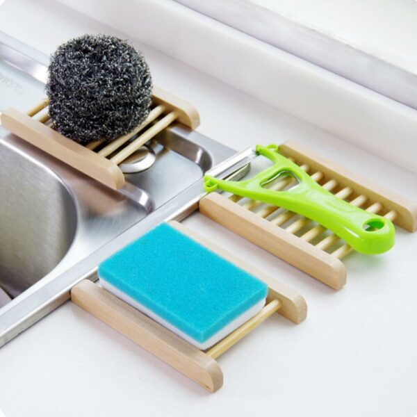 Bamboo Soap Dish Tray Holder Bathroom Bath Shower Soap Storage Rack Plate Wooden - Image 4