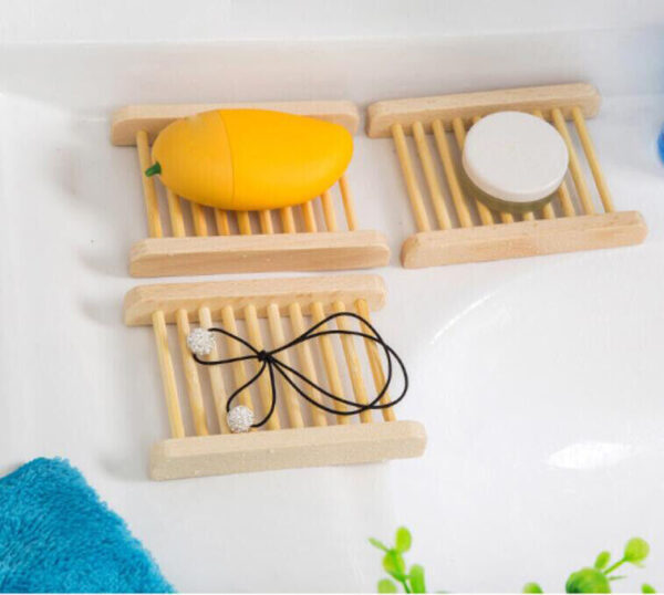 Bamboo Soap Dish Tray Holder Bathroom Bath Shower Soap Storage Rack Plate Wooden - Image 5