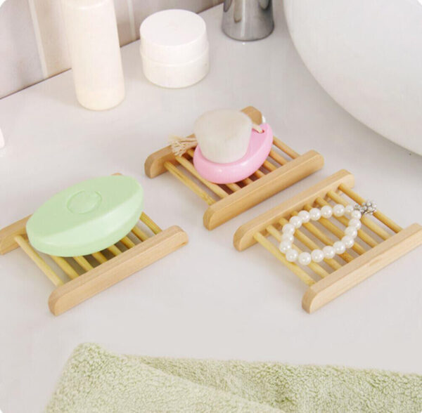 Bamboo Soap Dish Tray Holder Bathroom Bath Shower Soap Storage Rack Plate Wooden - Image 6