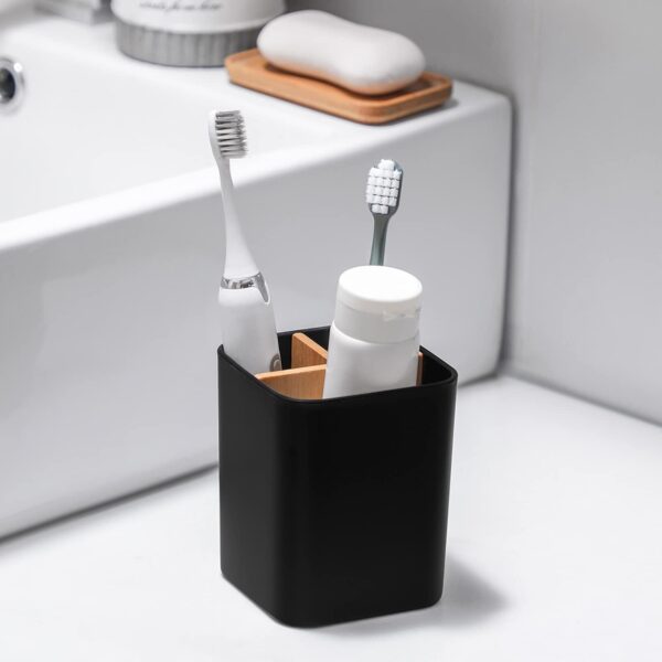 Bamboo Toothbrush Holder For Bathrooms 3 Slots Toothbrush And Toothpaste Holder - Image 3