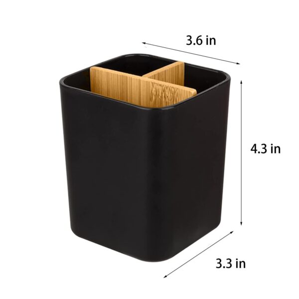 Bamboo Toothbrush Holder For Bathrooms 3 Slots Toothbrush And Toothpaste Holder - Image 6