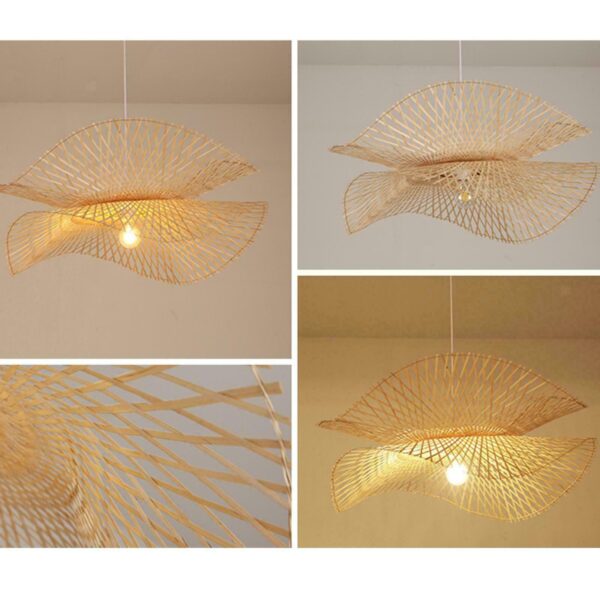 Bamboo Wicker Chandelier Minimalist Restaurant Coffee Hat Hanging Lighting Lamp - Image 2