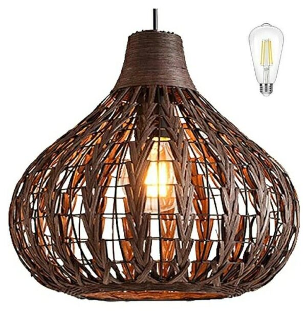 Bamboo Wicker Lamp Shades Weave Hanging Lighting Rattan Ceiling Lamp Chandelier