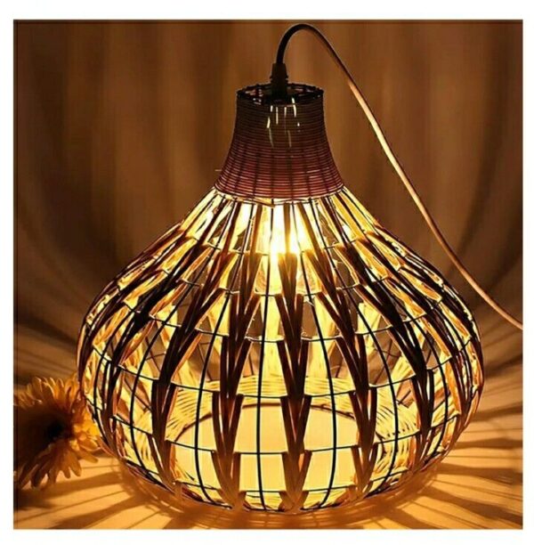 Bamboo Wicker Lamp Shades Weave Hanging Lighting Rattan Ceiling Lamp Chandelier - Image 2