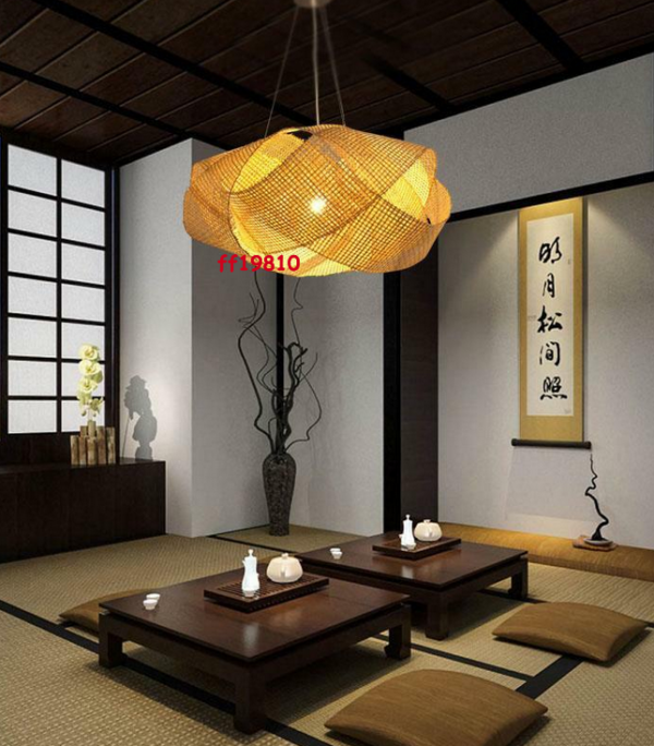 Bamboo Wicker Rattan Cloud Shade Pendant Light Fixtures Japanese Tatami Lamp