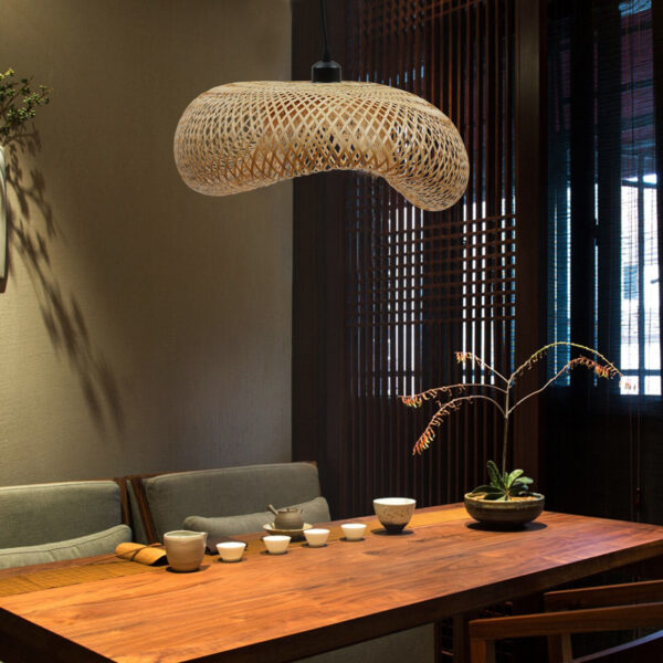 Bamboo Wicker Rattan Lampshade Chandelier Pendant Light Fixture Ceiling Lighting