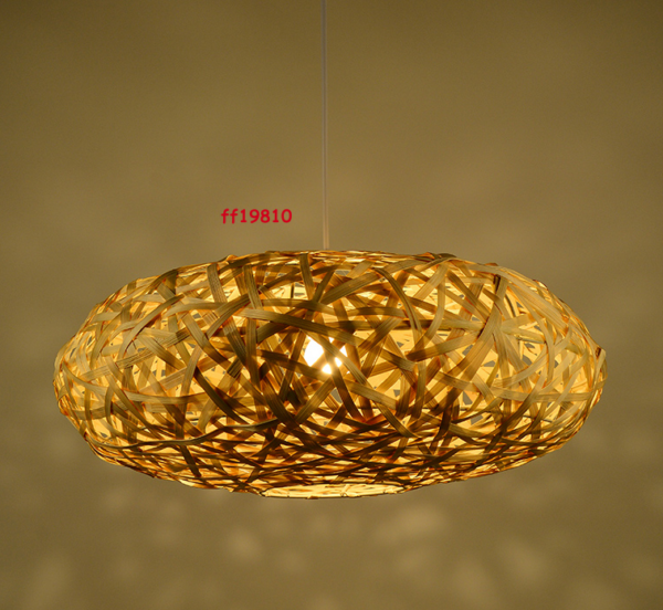 Bamboo Wicker Rattan Nest Shade Pendant Light Fixtures Ceiling Lamp Chandelier - Image 3