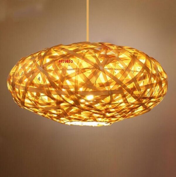 Bamboo Wicker Rattan Nest Shade Pendant Light Fixtures Ceiling Lamp Chandelier