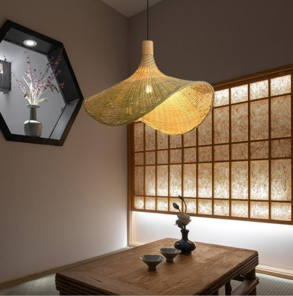 Bamboo Wicker Rattan Pendant Light Fixtures Asian Hanging Ceiling Lamp Bedroom - Image 2