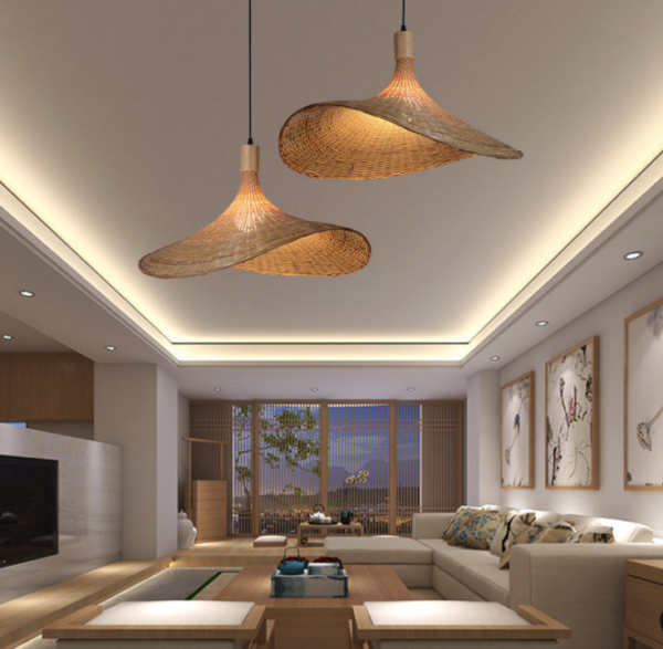 Bamboo Wicker Rattan Pendant Light Fixtures Asian Hanging Ceiling Lamp Bedroom - Image 3