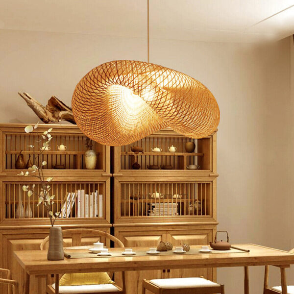 Bamboo Wicker Rattan Pendant Light Fixtures Shade Hanging Ceiling Lamp Room 60cm - Image 3