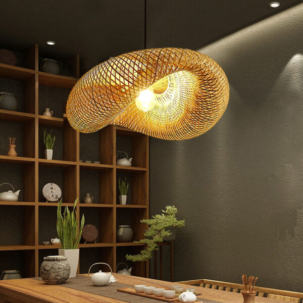 Bamboo Wicker Rattan Pendant Light Fixtures Shade Hanging Ceiling Lamp Room 60cm - Image 5