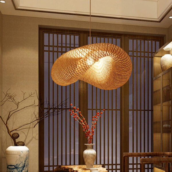 Bamboo Wicker Rattan Pendant Light Fixtures Shade Hanging Ceiling Lamp Room 60cm