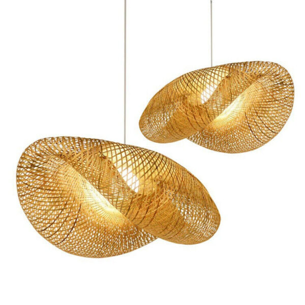 Bamboo Wicker Rattan Shade Pendant Light Fixture Asian Hanging Ceiling Lamp