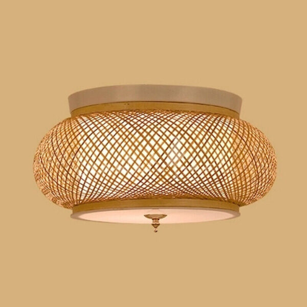 Bamboo Wicker Rattan Shade Pendant Light Fixture Asian Hanging Ceiling Lamp Bulb - Image 3