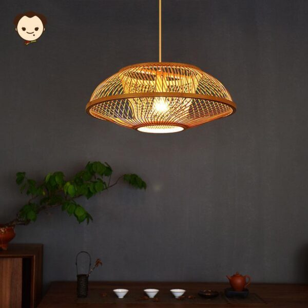 Bamboo Wicker Rattan Shade Pendant Light Fixtures Ceiling Lamp Dining Table Room - Image 2