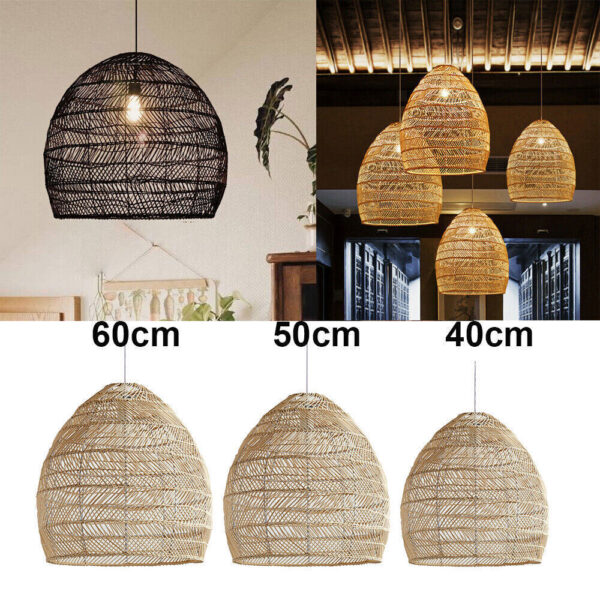 Bamboo Wicker Rattan Woven Pendant Light Chandelier Hanging Ceiling Lamp