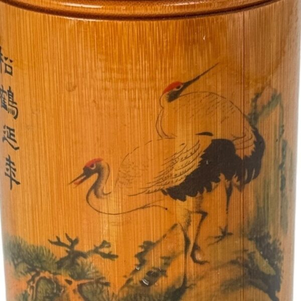 Bamboo Wood Pencil Holder Japanese Hand Painted Crafted 6” Tall Vintage - Image 6